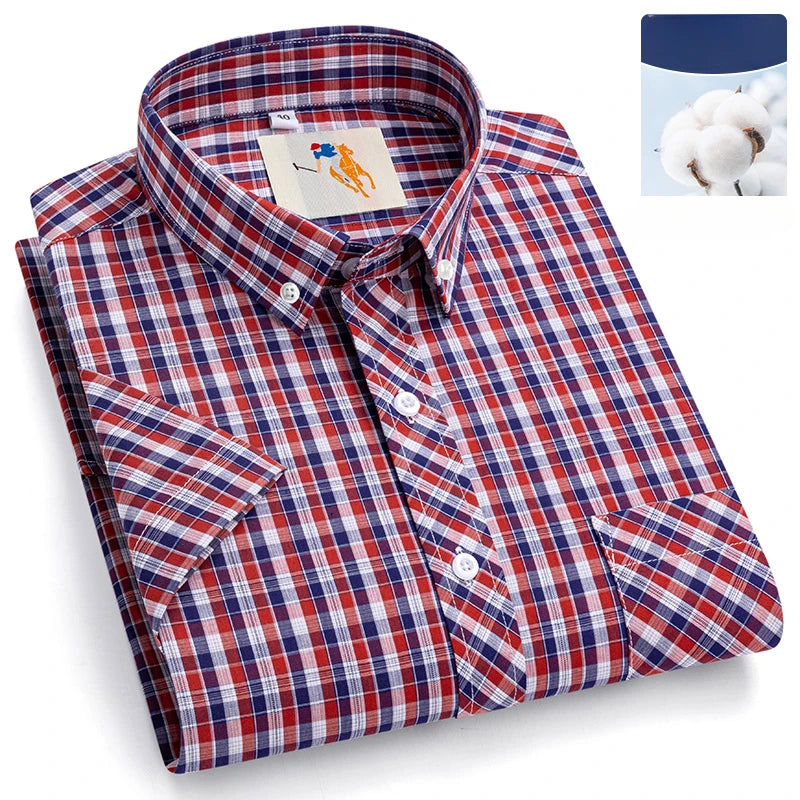 Chemises d'été fines à manches courtes 100 % coton pour hommes, grandes tailles 9XL, coupe ajustée, formelles et décontractées, unies, douces, à carreaux, style hawaïen Camara Shopping Chemises d'été fines à manches courtes 100 % coton pour hommes, grandes tailles 9XL, coupe ajustée, formelles et décontractées, unies, douces, à carreaux, style hawaïen