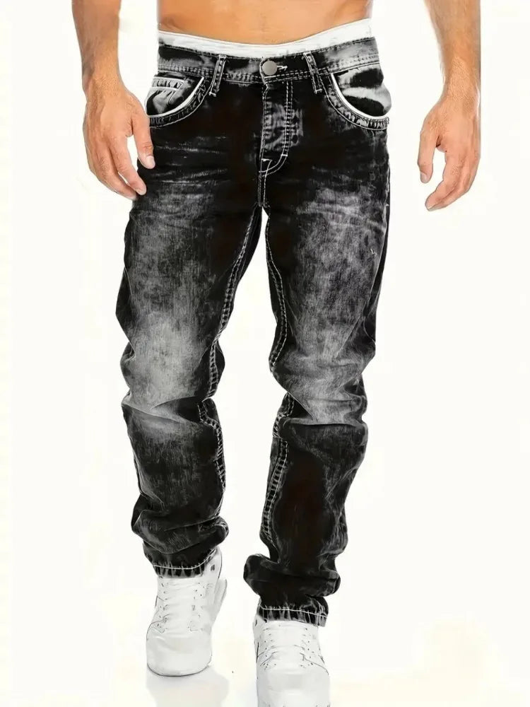 Jean européen et américain pour hommes, pantalon élastique Slim, à la mode, Vintage, lavage, Denim, Streetwear, nouvelle collection automne Camara Shopping Jean européen et américain pour hommes, pantalon élastique Slim, à la mode, Vintage, lavage, Denim, Streetwear, nouvelle collection automne