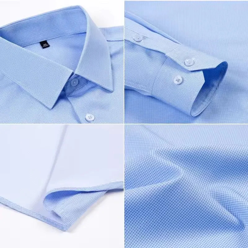 Chemises Anti-rides à rayures à carreaux pour hommes, manches longues, fines, sans repassage, lisses, vêtements quotidiens pour hommes sociaux, nouvelle collection automne printemps Camara Shopping Chemises Anti-rides à rayures à carreaux pour hommes, manches longues, fines, sans repassage, lisses, vêtements quotidiens pour hommes sociaux, nouvelle collection automne printemps