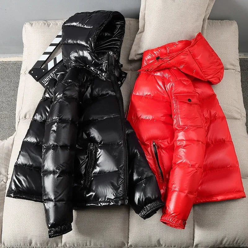 Vestes imperméables pour hommes, Parkas chauds rembourrés en coton, manteaux d'hiver brillants de haute qualité pour Couple, vêtements d'extérieur épais rouges, nouvelle mode 2026 Camara Shopping Vestes imperméables pour hommes, Parkas chauds rembourrés en coton, manteaux d'hiver brillants de haute qualité pour Couple, vêtements d'extérieur épais rouges, nouvelle mode 2026