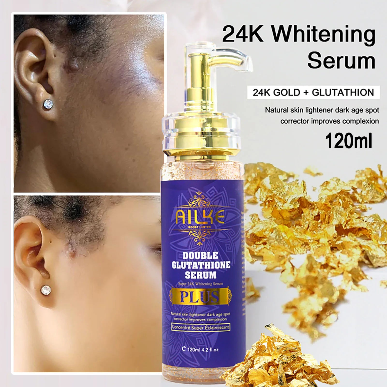 AILKE Glutathion PLUS Ensemble de soins pour la peau, lotion éclaircissante avancée, hydrate, adoucit la peau, portée de brillance pour hommes et femmes Camara Shopping AILKE Glutathion PLUS Ensemble de soins pour la peau, lotion éclaircissante avancée, hydrate, adoucit la peau, portée de brillance pour hommes et femmes