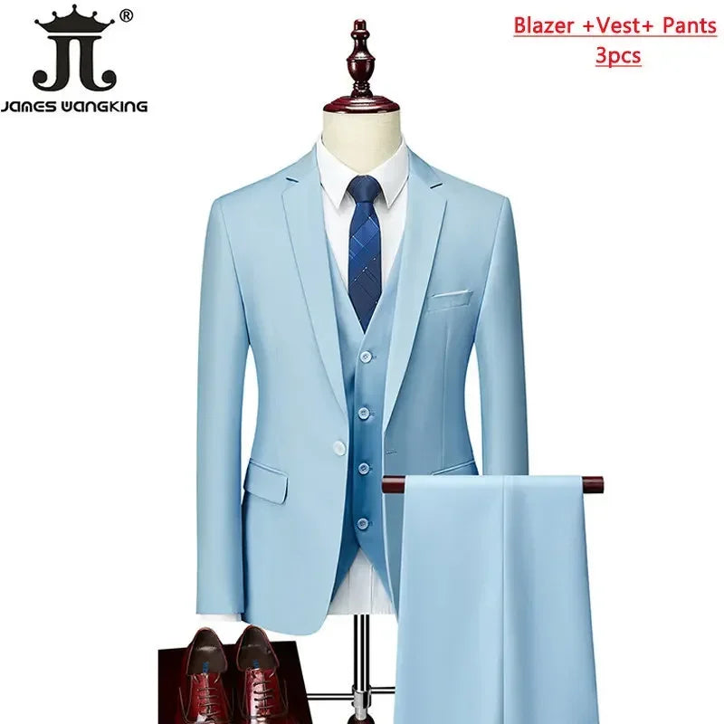 Costume homme formel pour le bureau, mariage, fête, couleur unie, tailles M-6XL, 15 couleurs (veste + gilet + pantalon) Camara Shopping Costume homme formel pour le bureau, mariage, fête, couleur unie, tailles M-6XL, 15 couleurs (veste + gilet + pantalon)