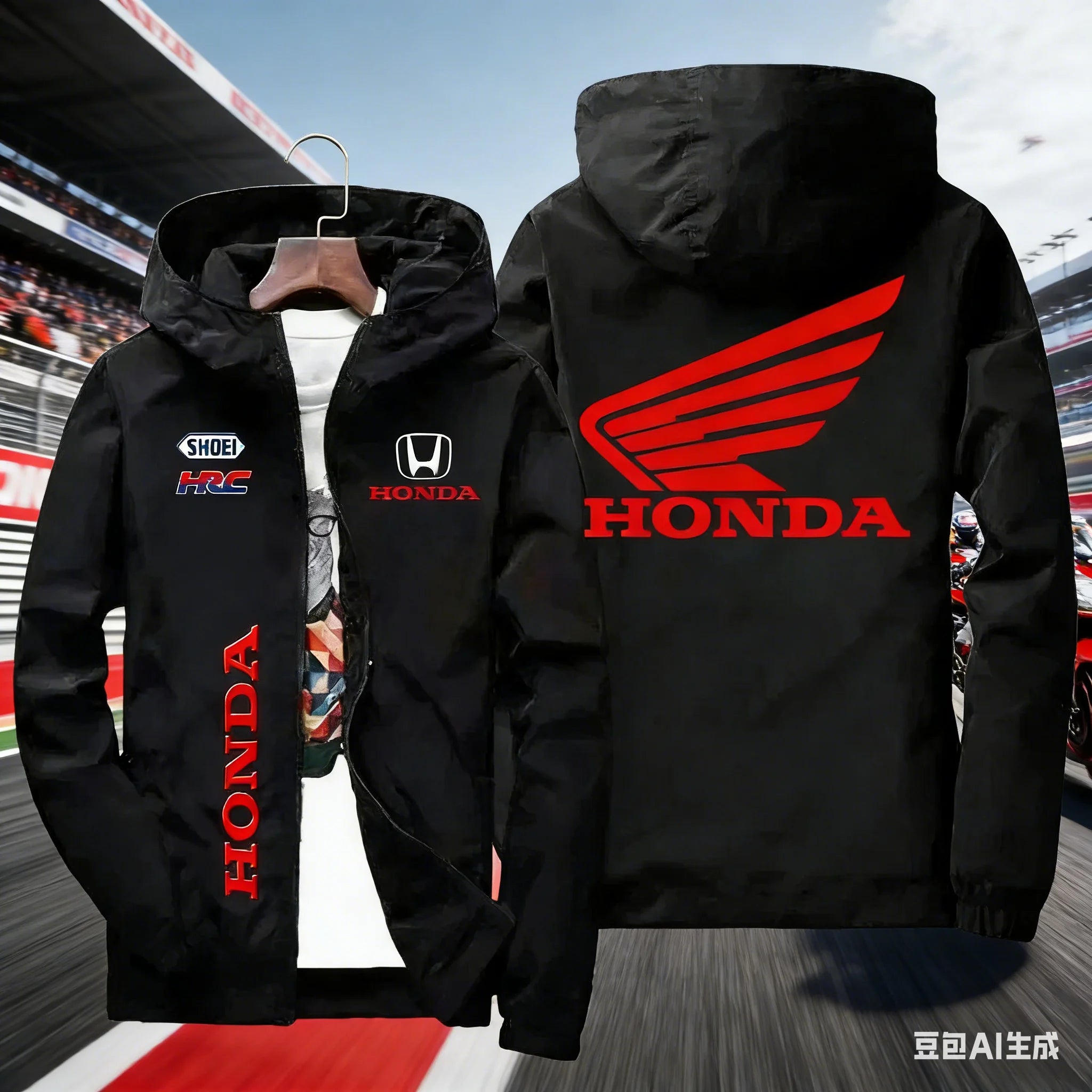 Veste de course moto Honda HRC pour homme, coupe-vent à capuche avec fermeture éclair, style décontracté, printemps-automne Camara Shopping Veste de course moto Honda HRC pour homme, coupe-vent à capuche avec fermeture éclair, style décontracté, printemps-automne