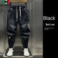 Mode cordon de serrage de luxe concepteur lâche Denim cordon jean pour hommes sarouel décontracté avec élasticité Baggy sarouel Camara Shopping Mode cordon de serrage de luxe concepteur lâche Denim cordon jean pour hommes sarouel décontracté avec élasticité Baggy sarouel