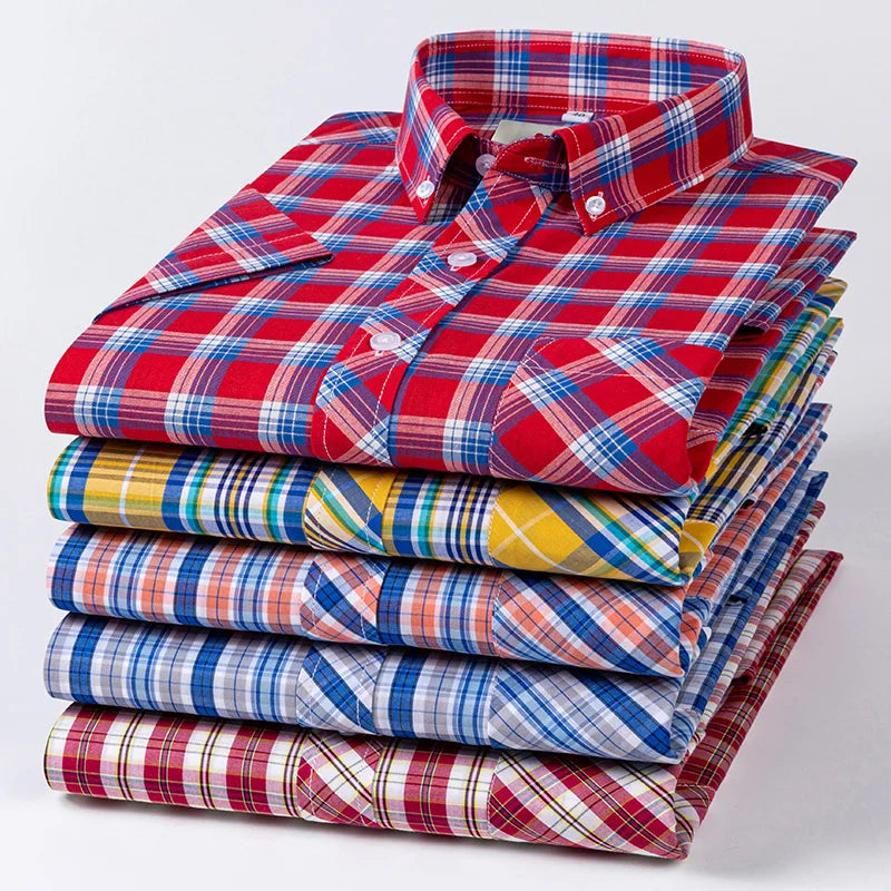 Chemises d'été fines à manches courtes 100 % coton pour hommes, grandes tailles 9XL, coupe ajustée, formelles et décontractées, unies, douces, à carreaux, style hawaïen Camara Shopping Chemises d'été fines à manches courtes 100 % coton pour hommes, grandes tailles 9XL, coupe ajustée, formelles et décontractées, unies, douces, à carreaux, style hawaïen