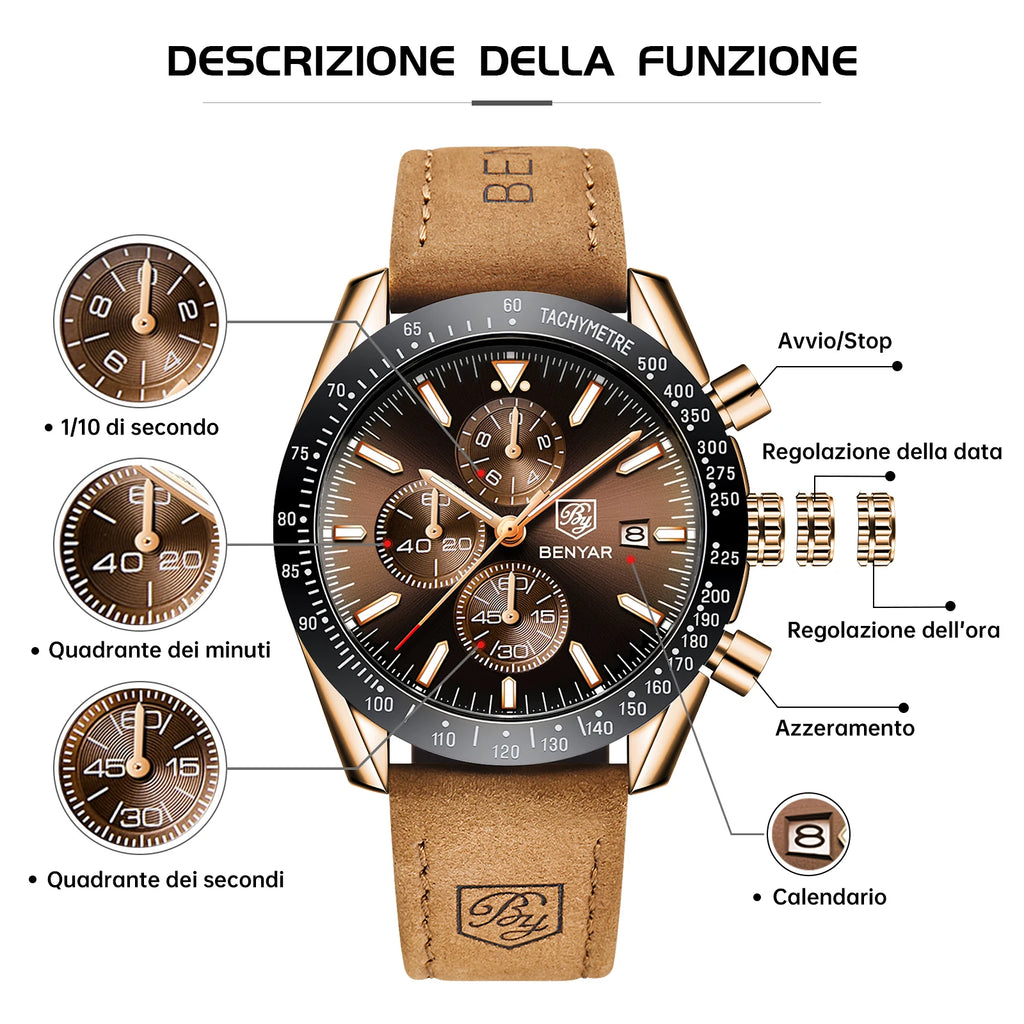 BENYAR Montre sport chronographe analogique homme acier inoxydable quartz précision lumineux date étanche multifonction bracelet chronomètre cadeau business Camara Shopping BENYAR Montre sport chronographe analogique homme acier inoxydable quartz précision lumineux date étanche multifonction bracelet chronomètre cadeau business