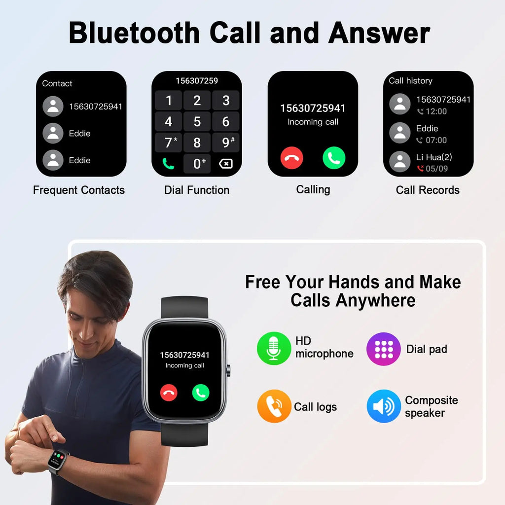 Montre connectée Jugeman de 1,91 pouces (réponse/foudre d'appel), moniteur d'activité physique étanche IP68, plus de 110 modes sportifs, moniteur de fréquence cardiaque et de sommeil. Camara Shopping Montre connectée Jugeman de 1,91 pouces (réponse/foudre d'appel), moniteur d'activité physique étanche IP68, plus de 110 modes sportifs, moniteur de fréquence cardiaque et de sommeil.