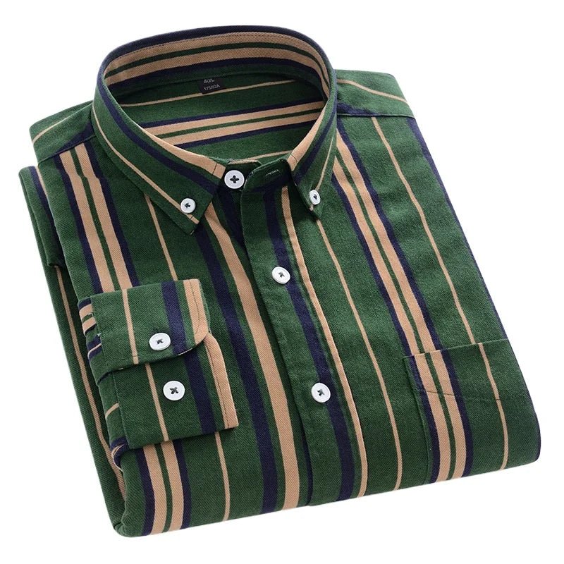Chemises décontractées à manches longues pour hommes, coupe cintrée, uni, 100% coton, hauts à carreaux rayés, doux, styliste, mode, tendances coréennes, vêtements - Camara ShoppingChemises décontractées à manches longues pour hommes, coupe cintrée, uni, 100% coton, hauts à carreaux rayés, doux, styliste, mode, tendances coréennes, vêtements