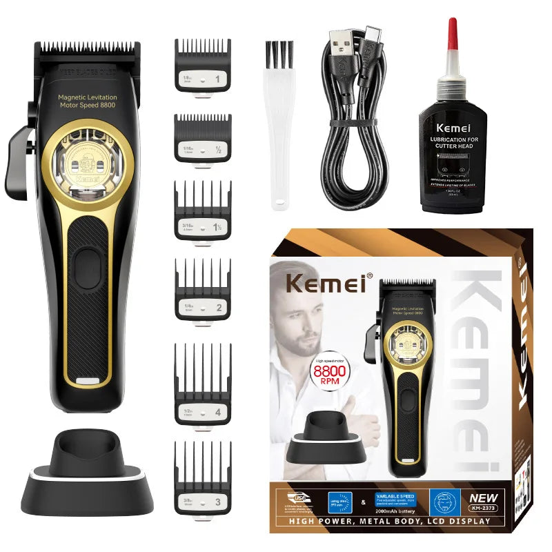 Tondeuse à cheveux professionnelle Kemei KM-2373 avec base de charge pour hommes, tondeuse électrique pour hommes, cadeau pour homme Camara Shopping Tondeuse à cheveux professionnelle Kemei KM-2373 avec base de charge pour hommes, tondeuse électrique pour hommes, cadeau pour homme