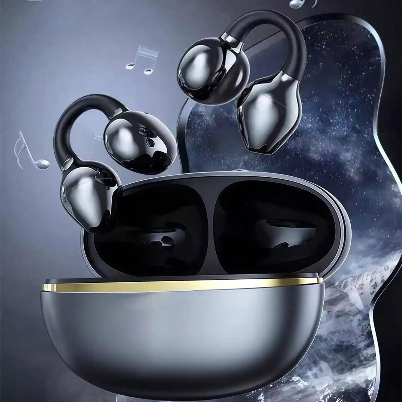 Écouteurs Bluetooth à Conduction Osseuse 3D Surround à Clip d'Oreille, Écouteurs sans Fil Stéréo Bass pour le Sport avec Micro Camara Shopping Écouteurs Bluetooth à Conduction Osseuse 3D Surround à Clip d'Oreille, Écouteurs sans Fil Stéréo Bass pour le Sport avec Micro