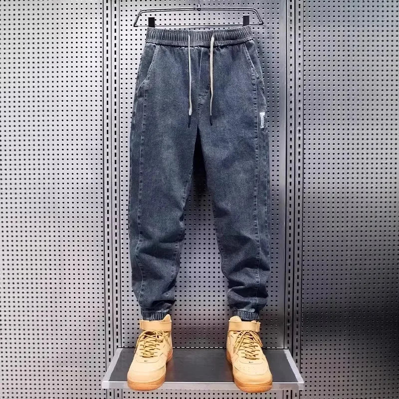 Jean décontracté pour homme, coupe ample, taille élastique, avec revers, style sport, nouvelle collection automne-printemps, toucher premium Camara Shopping Jean décontracté pour homme, coupe ample, taille élastique, avec revers, style sport, nouvelle collection automne-printemps, toucher premium