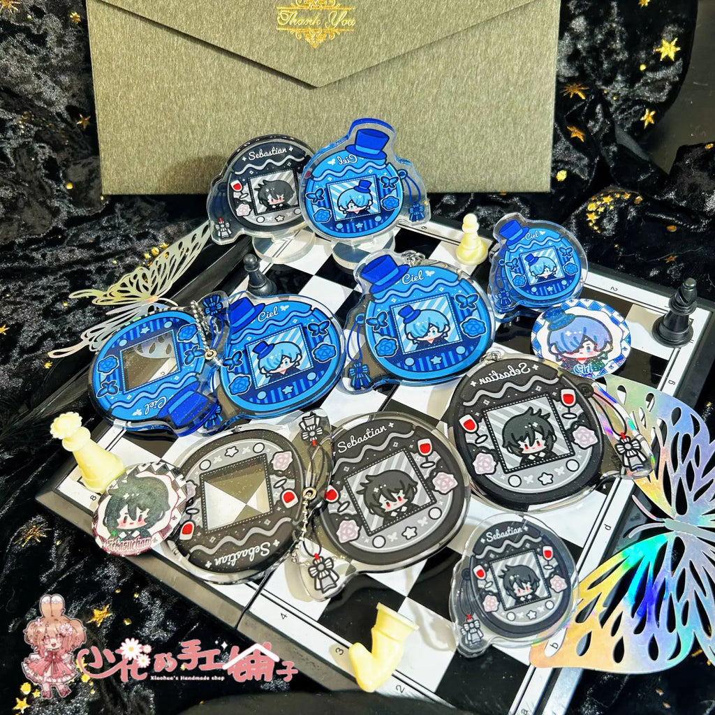 Porte-clés de majordome noir pour femmes et hommes, en acrylique, Ciel Phantomhive, pendentif, accessoires d'ornement, cadeau pour ami
