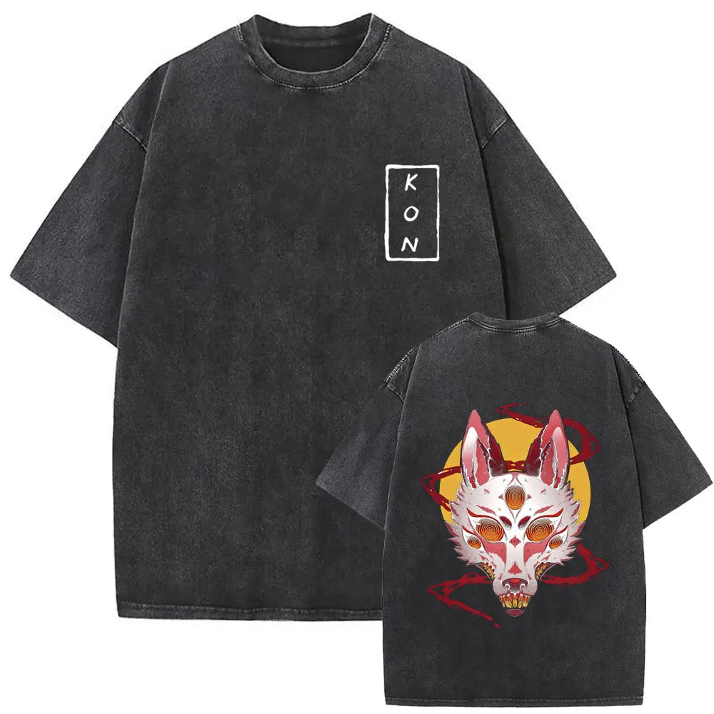 Anime tronçonneuse homme Vintage lavé T-shirt Hayakawa Aki invocation Kon Fox diable graphique T-shirts hommes femmes décontracté mode T-shirts Camara Shopping Anime tronçonneuse homme Vintage lavé T-shirt Hayakawa Aki invocation Kon Fox diable graphique T-shirts hommes femmes décontracté mode T-shirts
