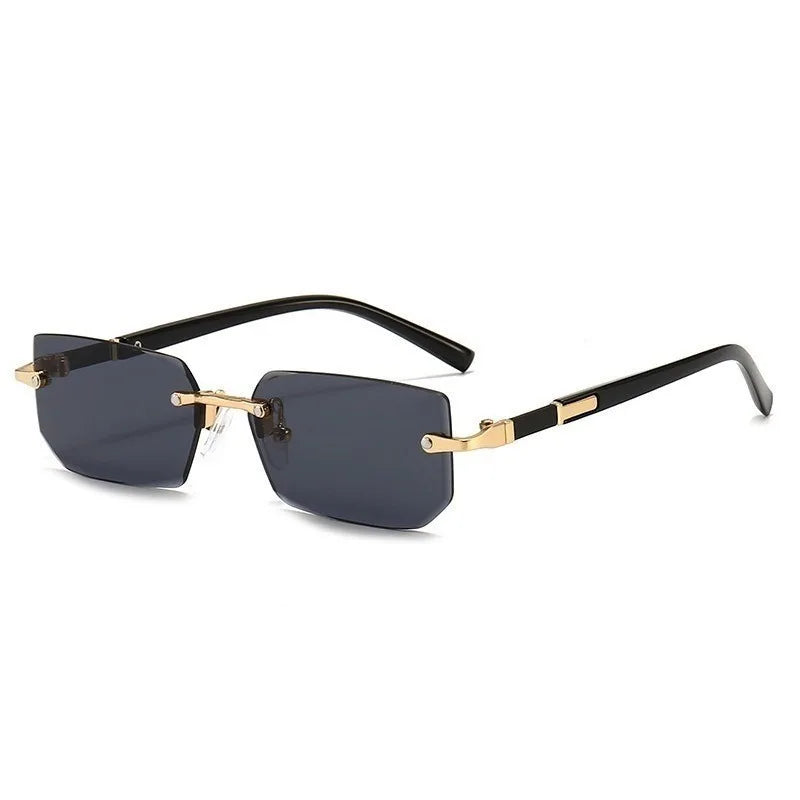 Lunettes de soleil sans monture pour hommes et femmes, verres de coupe, lunettes rétro, marque de créateur, mode Camara Shopping Lunettes de soleil sans monture pour hommes et femmes, verres de coupe, lunettes rétro, marque de créateur, mode