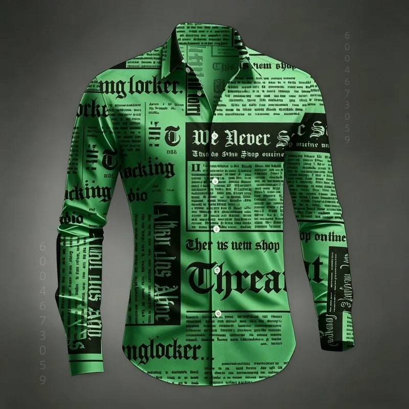 Chemise Homme à Manches Longues Imprimé Lettres de Journal Style Rétro Décontracté Boutonnage Simple Tendance Streetwear Haut pour Homme XS-6XL Camara Shopping Chemise Homme à Manches Longues Imprimé Lettres de Journal Style Rétro Décontracté Boutonnage Simple Tendance Streetwear Haut pour Homme XS-6XL