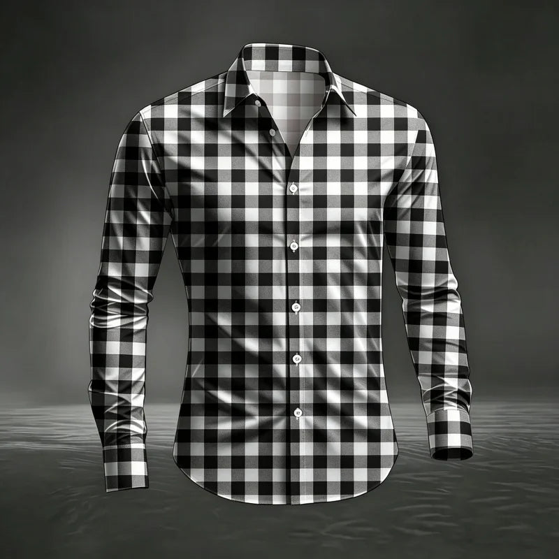Chemise à carreaux classique pour homme 2026, imprimé écossais, coupe ajustée, col et manches longues, haut pour homme, tissu confortable XS-6XL Camara Shopping Chemise à carreaux classique pour homme 2026, imprimé écossais, coupe ajustée, col et manches longues, haut pour homme, tissu confortable XS-6XL