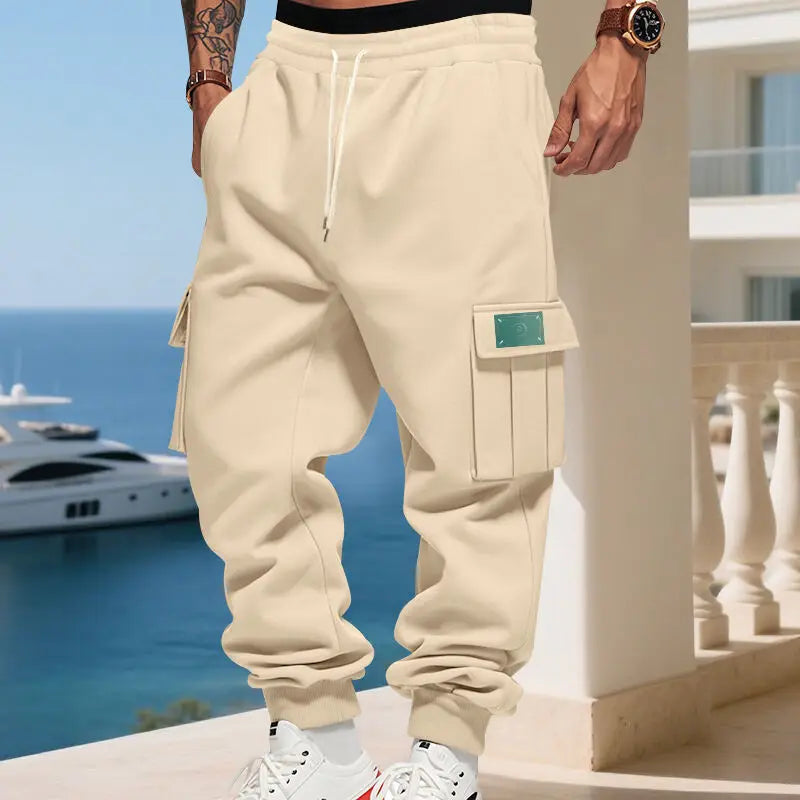 Pantalon de jogging cargo multi-poches pour homme, taille élastique avec cordon de serrage, coupe ample, style streetwear hip-hop, pour le sport quotidien et la course à pied Camara Shopping Pantalon de jogging cargo multi-poches pour homme, taille élastique avec cordon de serrage, coupe ample, style streetwear hip-hop, pour le sport quotidien et la course à pied