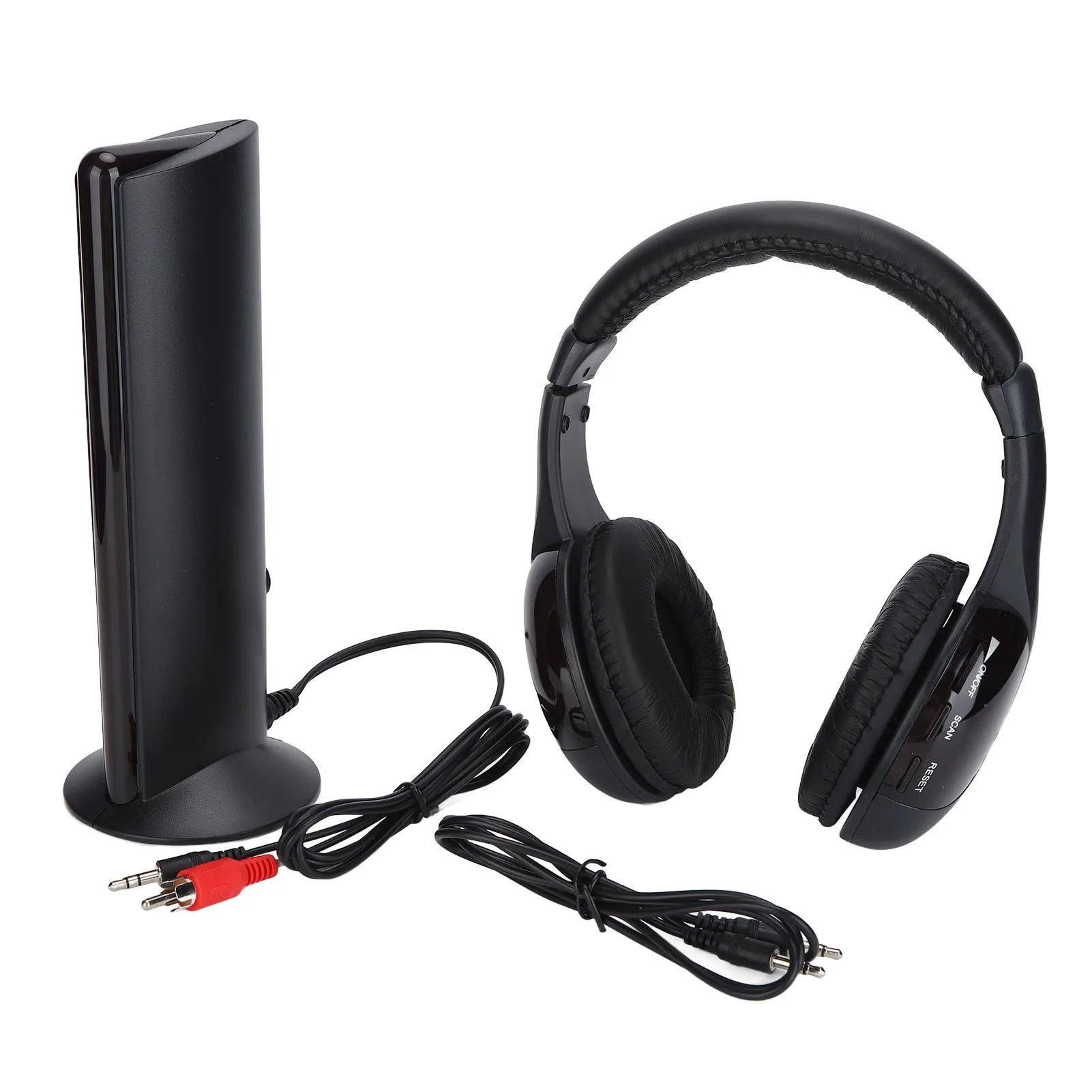 Casque Sans Fil HiFi 5-en-1 — TV, PC, Radio FM | Portée 30m - Camara ShoppingCasque Sans Fil HiFi 5-en-1 — TV, PC, Radio FM | Portée 30m