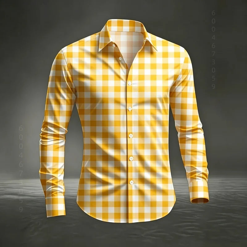 Chemise à carreaux classique pour homme 2026, imprimé écossais, coupe ajustée, col et manches longues, haut pour homme, tissu confortable XS-6XL Camara Shopping Chemise à carreaux classique pour homme 2026, imprimé écossais, coupe ajustée, col et manches longues, haut pour homme, tissu confortable XS-6XL