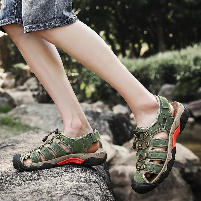 Nouveaux hommes sandales en cuir véritable souple sandales chaussures hommes grande taille en plein air chaussures d'été confort plage sandales romaines hommes chaussures Camara Shopping Nouveaux hommes sandales en cuir véritable souple sandales chaussures hommes grande taille en plein air chaussures d'été confort plage sandales romaines hommes chaussures