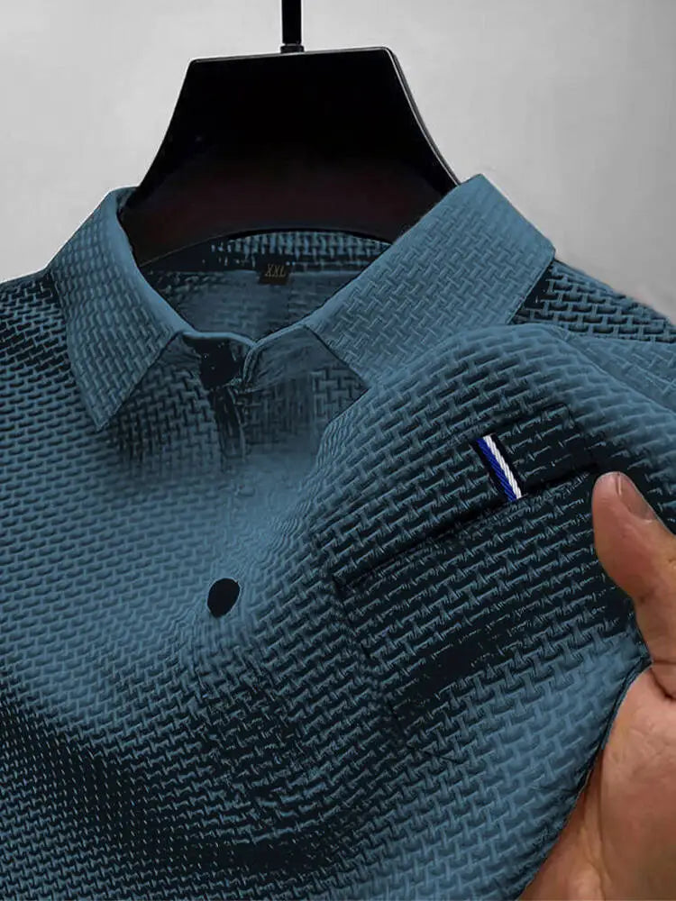 POLO d'été à revers en soie glacée pour hommes, T-shirt à manches courtes avec poches, haut pour hommes Camara Shopping POLO d'été à revers en soie glacée pour hommes, T-shirt à manches courtes avec poches, haut pour hommes