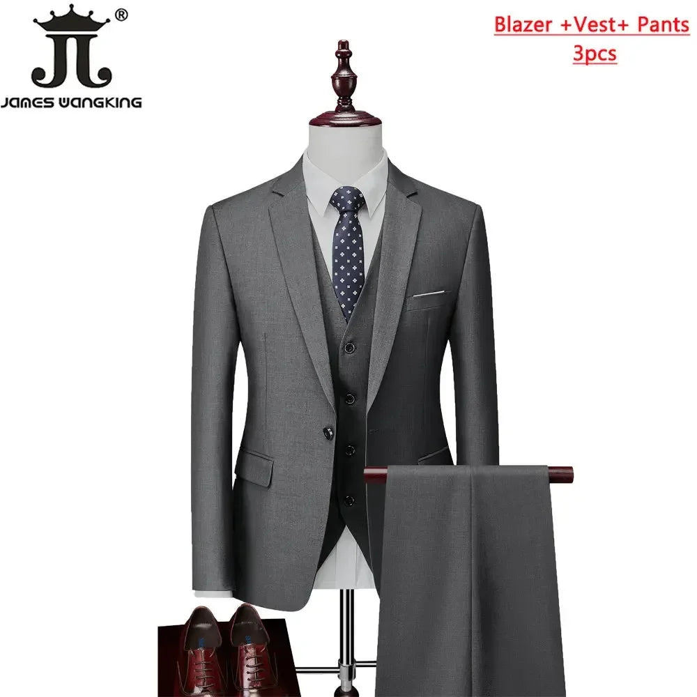 Costume homme formel pour le bureau, mariage, fête, couleur unie, tailles M-6XL, 15 couleurs (veste + gilet + pantalon) Camara Shopping Costume homme formel pour le bureau, mariage, fête, couleur unie, tailles M-6XL, 15 couleurs (veste + gilet + pantalon)
