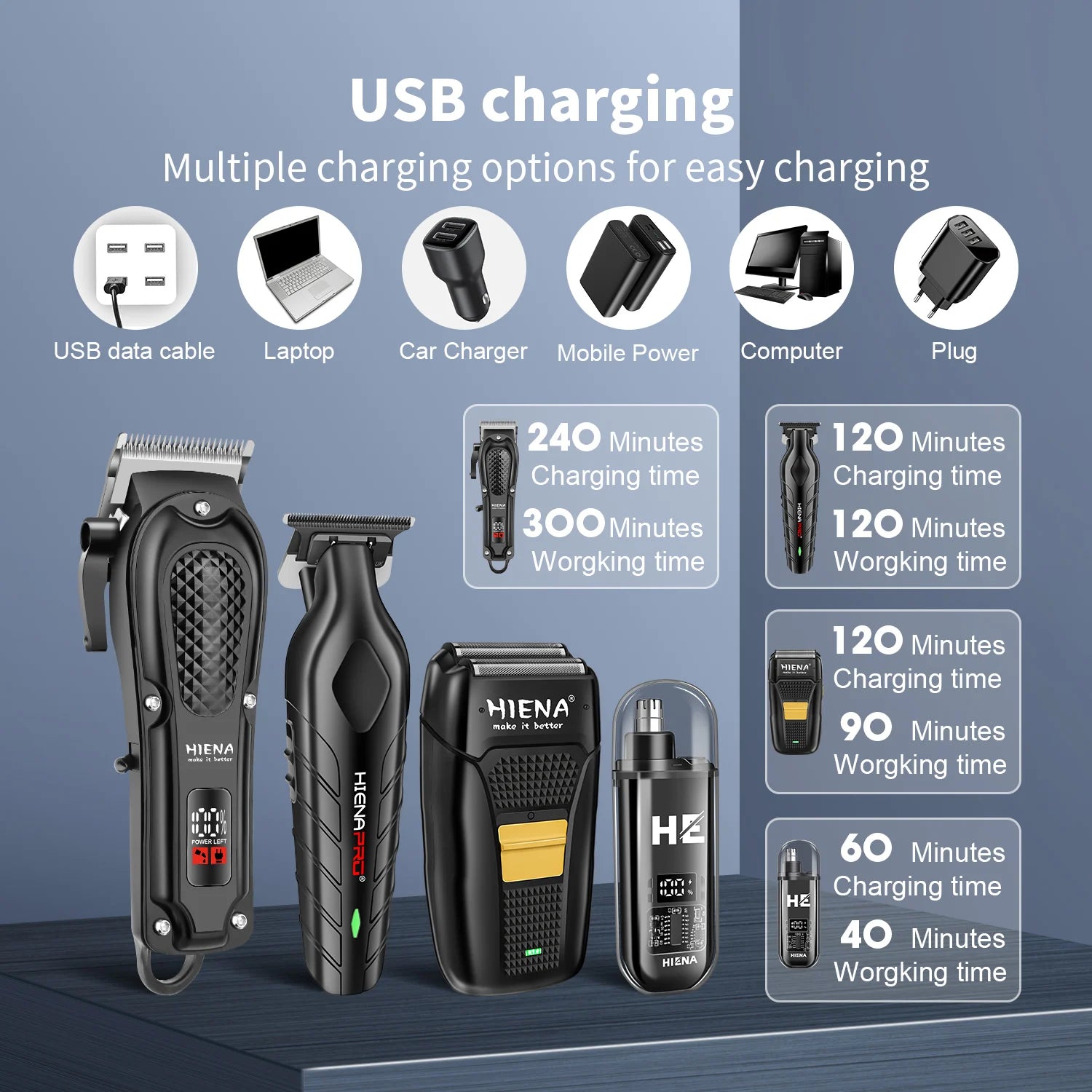 Tondeuse à cheveux électrique professionnelle Hiena Finish Machine, tondeuse à barbe rechargeable, rasoir pour homme, kit de coupe-cheveux Camara Shopping Tondeuse à cheveux électrique professionnelle Hiena Finish Machine, tondeuse à barbe rechargeable, rasoir pour homme, kit de coupe-cheveux