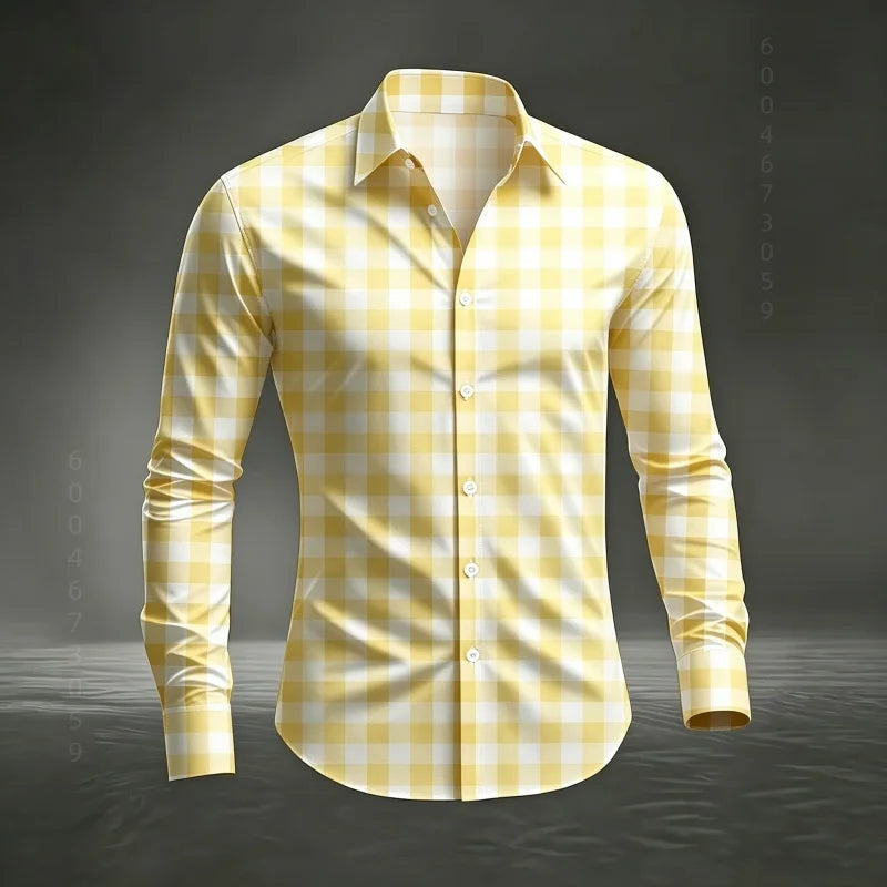Chemise à carreaux classique pour homme 2026, imprimé écossais, coupe ajustée, col et manches longues, haut pour homme, tissu confortable XS-6XL Camara Shopping Chemise à carreaux classique pour homme 2026, imprimé écossais, coupe ajustée, col et manches longues, haut pour homme, tissu confortable XS-6XL