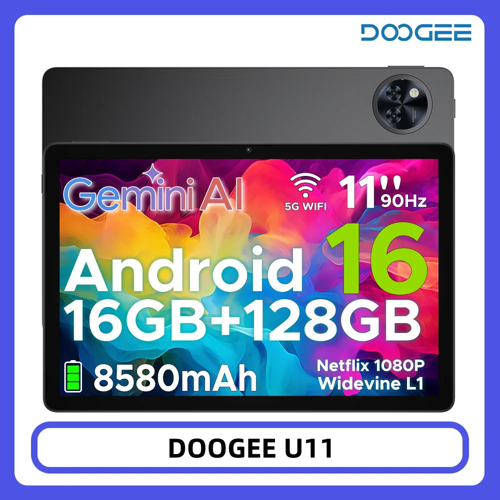 DOOGEE U11 tablette 11 "Ultra-clair 90Hz affichage 16GB 128GB 8580mAh batterie Unisoc T7200 double haut-parleur Widevine L1 Android 16 Camara Shopping DOOGEE U11 tablette 11 "Ultra-clair 90Hz affichage 16GB 128GB 8580mAh batterie Unisoc T7200 double haut-parleur Widevine L1 Android 16