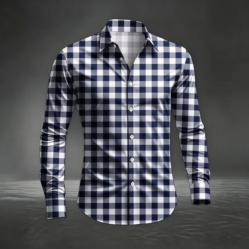 Chemise à carreaux classique pour homme 2026, imprimé écossais, coupe ajustée, col et manches longues, haut pour homme, tissu confortable XS-6XL Camara Shopping Chemise à carreaux classique pour homme 2026, imprimé écossais, coupe ajustée, col et manches longues, haut pour homme, tissu confortable XS-6XL