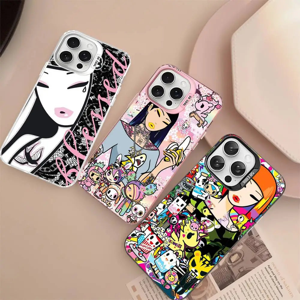 Coque de téléphone Cartoon T-Tokidokis pour iPhone 17 16 15 14 13 Pro 12 11 Pro Max PLUS, coque arrière colorée