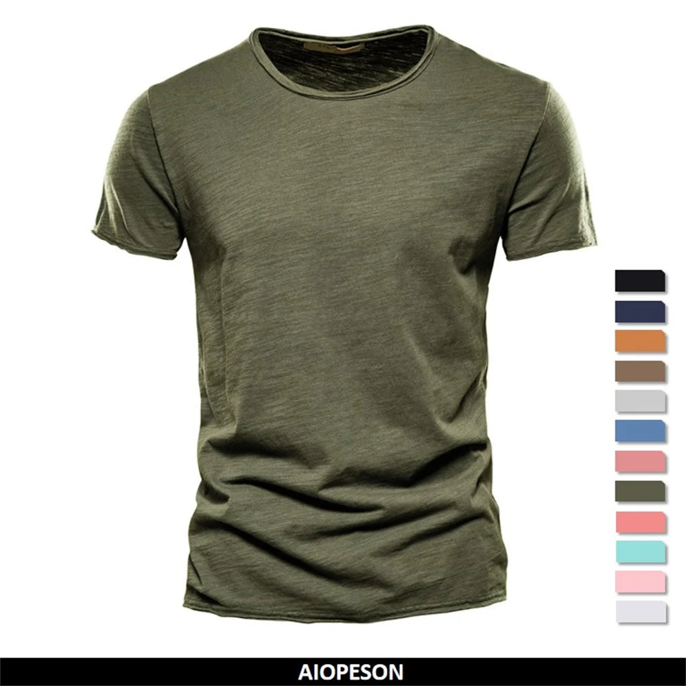 100% coton hommes T-shirt décontracté doux Fitness été mince T-shirts hommes vêtements de maison col rond à manches courtes solide T-shirt pour hommes Camara Shopping 100% coton hommes T-shirt décontracté doux Fitness été mince T-shirts hommes vêtements de maison col rond à manches courtes solide T-shirt pour hommes