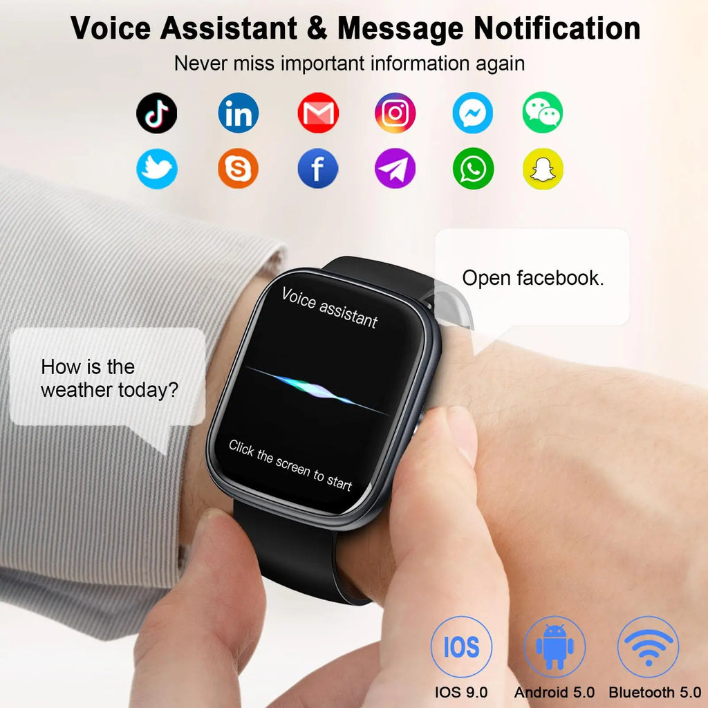 Montre connectée Jugeman de 1,91 pouces (réponse/foudre d'appel), moniteur d'activité physique étanche IP68, plus de 110 modes sportifs, moniteur de fréquence cardiaque et de sommeil. Camara Shopping Montre connectée Jugeman de 1,91 pouces (réponse/foudre d'appel), moniteur d'activité physique étanche IP68, plus de 110 modes sportifs, moniteur de fréquence cardiaque et de sommeil.