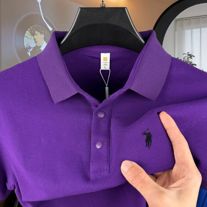 Polo homme 100 % coton pur de marque haut de gamme, manches courtes, broderie poney, collection été 2026, style luxe, haut de golf, t-shirt décontracté Camara Shopping Polo homme 100 % coton pur de marque haut de gamme, manches courtes, broderie poney, collection été 2026, style luxe, haut de golf, t-shirt décontracté