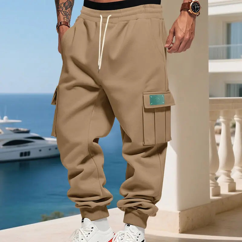 Pantalon de jogging cargo multi-poches pour homme, taille élastique avec cordon de serrage, coupe ample, style streetwear hip-hop, pour le sport quotidien et la course à pied Camara Shopping Pantalon de jogging cargo multi-poches pour homme, taille élastique avec cordon de serrage, coupe ample, style streetwear hip-hop, pour le sport quotidien et la course à pied