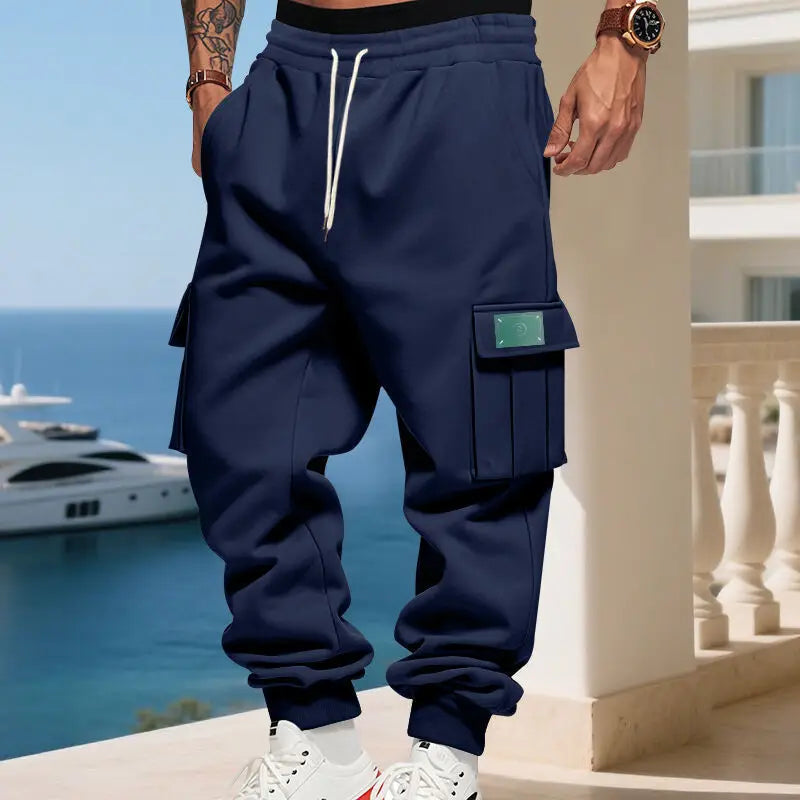 Pantalon de jogging cargo multi-poches pour homme, taille élastique avec cordon de serrage, coupe ample, style streetwear hip-hop, pour le sport quotidien et la course à pied Camara Shopping Pantalon de jogging cargo multi-poches pour homme, taille élastique avec cordon de serrage, coupe ample, style streetwear hip-hop, pour le sport quotidien et la course à pied