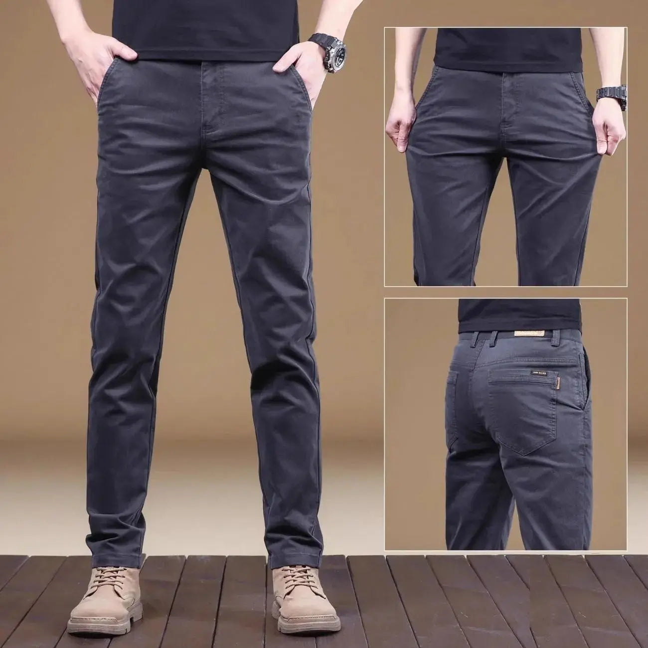 Pantalon décontracté homme été 2026 en coton fin, tendance, polyvalent, élastique, léger, pour le travail ou formel, coupe slim droite Camara Shopping Pantalon décontracté homme été 2026 en coton fin, tendance, polyvalent, élastique, léger, pour le travail ou formel, coupe slim droite