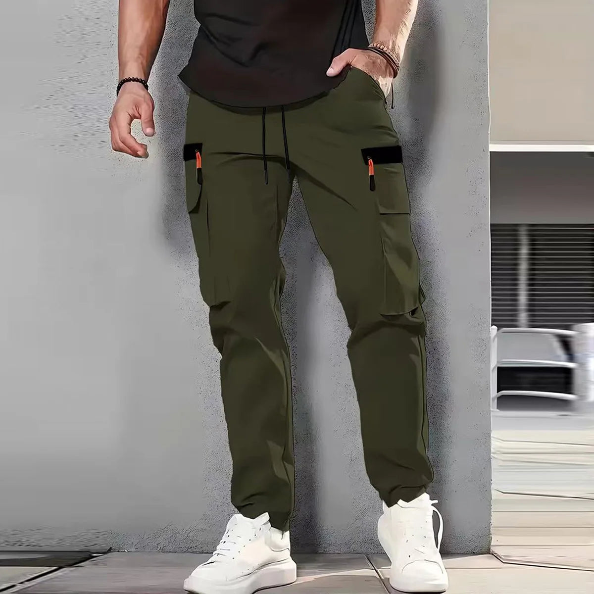 Pantalon cargo pour homme, nouvelle collection printemps/été, multi-poches, séchage rapide, coupe droite, tissu imperméable avec cordon de serrage Camara Shopping Pantalon cargo pour homme, nouvelle collection printemps/été, multi-poches, séchage rapide, coupe droite, tissu imperméable avec cordon de serrage