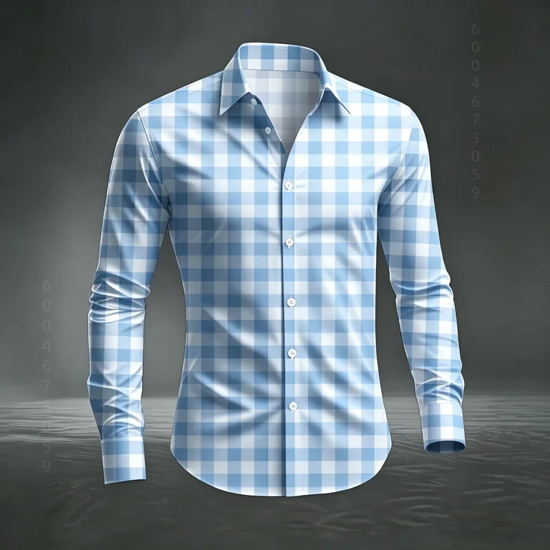 Chemise à carreaux classique pour homme 2026, imprimé écossais, coupe ajustée, col et manches longues, haut pour homme, tissu confortable XS-6XL Camara Shopping Chemise à carreaux classique pour homme 2026, imprimé écossais, coupe ajustée, col et manches longues, haut pour homme, tissu confortable XS-6XL
