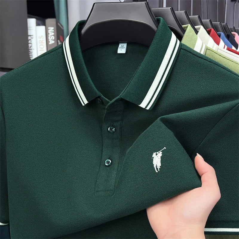 100% coton marque de luxe manches courtes polo shirt hommes nouveau classique pony broderie été T-shirt haut de gamme mode décontracté Paul top Camara Shopping 100% coton marque de luxe manches courtes polo shirt hommes nouveau classique pony broderie été T-shirt haut de gamme mode décontracté Paul top