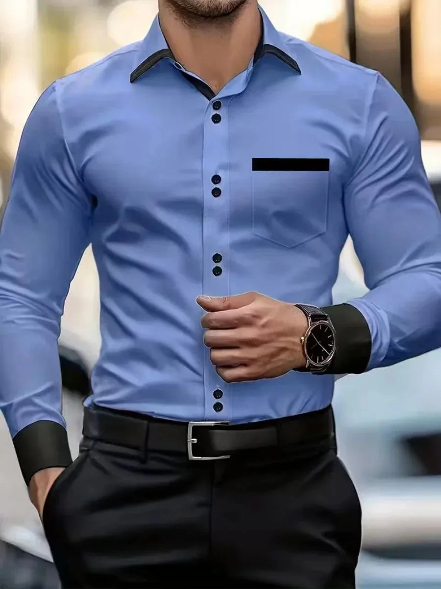 Chemise décontractée à manches longues pour homme 2026, nouveau style, chemise à revers confortable et tendance pour homme Camara Shopping Chemise décontractée à manches longues pour homme 2026, nouveau style, chemise à revers confortable et tendance pour homme