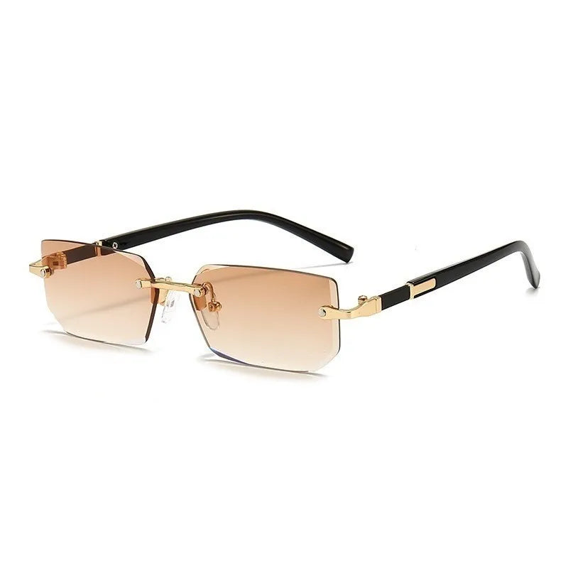 Lunettes de soleil sans monture pour hommes et femmes, verres de coupe, lunettes rétro, marque de créateur, mode Camara Shopping Lunettes de soleil sans monture pour hommes et femmes, verres de coupe, lunettes rétro, marque de créateur, mode
