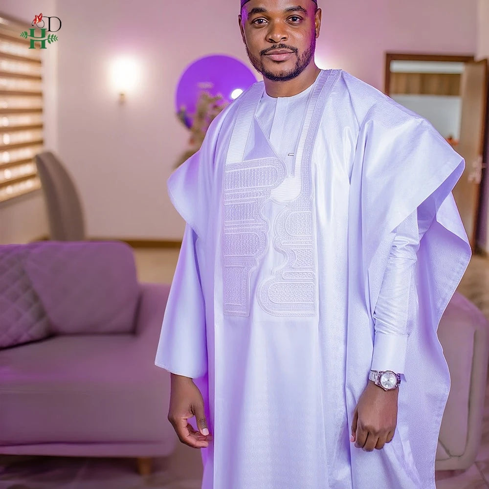 H & D vêtements africains broderie Bazin Riche robe pour hommes église fête mariage Thobe 3 PC haut et pantalon blanc costume ensemble usage quotidien Camara Shopping H & D vêtements africains broderie Bazin Riche robe pour hommes église fête mariage Thobe 3 PC haut et pantalon blanc costume ensemble usage quotidien