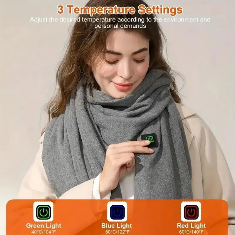 Écharpe métropolitaine électrique à chargement USB, température réglable, chauffe-cou créatif unisexe, hiver Camara Shopping Écharpe métropolitaine électrique à chargement USB, température réglable, chauffe-cou créatif unisexe, hiver