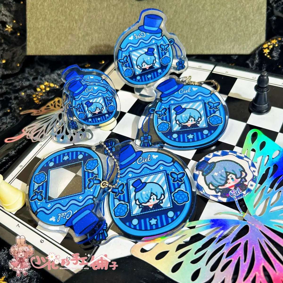 Porte-clés de majordome noir pour femmes et hommes, en acrylique, Ciel Phantomhive, pendentif, accessoires d'ornement, cadeau pour ami