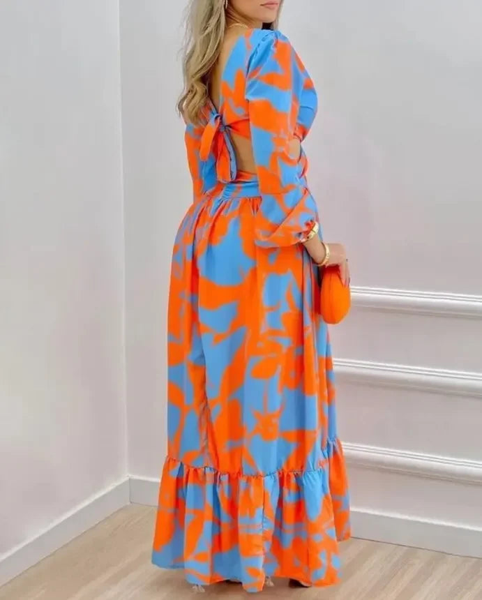 Robe Africaine Longue à Manches Courtes pour Femme, Vêtement Maxi, Col en V, Sexy, à la Mode, Imprimé, Été, 2023 Camara Shopping Robe Africaine Longue à Manches Courtes pour Femme, Vêtement Maxi, Col en V, Sexy, à la Mode, Imprimé, Été, 2023