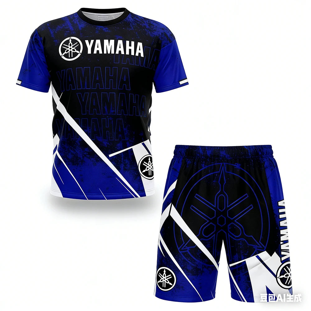 Nouvel ensemble de t-shirts de moto Yamaha pour hommes et femmes, coupe ample, respirant, séchage rapide, recommandé pour l'été Camara Shopping Nouvel ensemble de t-shirts de moto Yamaha pour hommes et femmes, coupe ample, respirant, séchage rapide, recommandé pour l'été