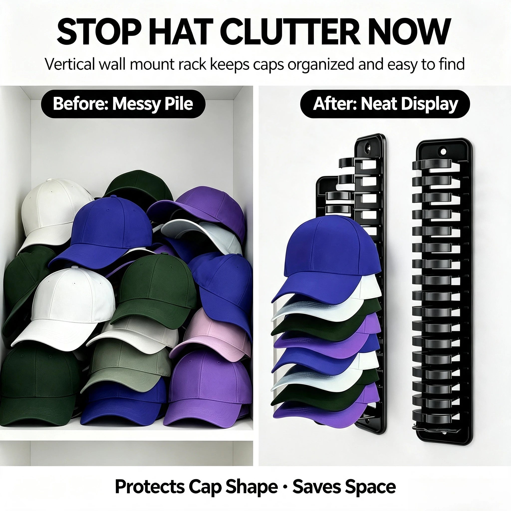 Support de rangement de casquettes de baseball de bureau, Organisateur de chapeaux en plastique intégré, Porte-casquettes pour un rangement soigné Camara Shopping Support de rangement de casquettes de baseball de bureau, Organisateur de chapeaux en plastique intégré, Porte-casquettes pour un rangement soigné