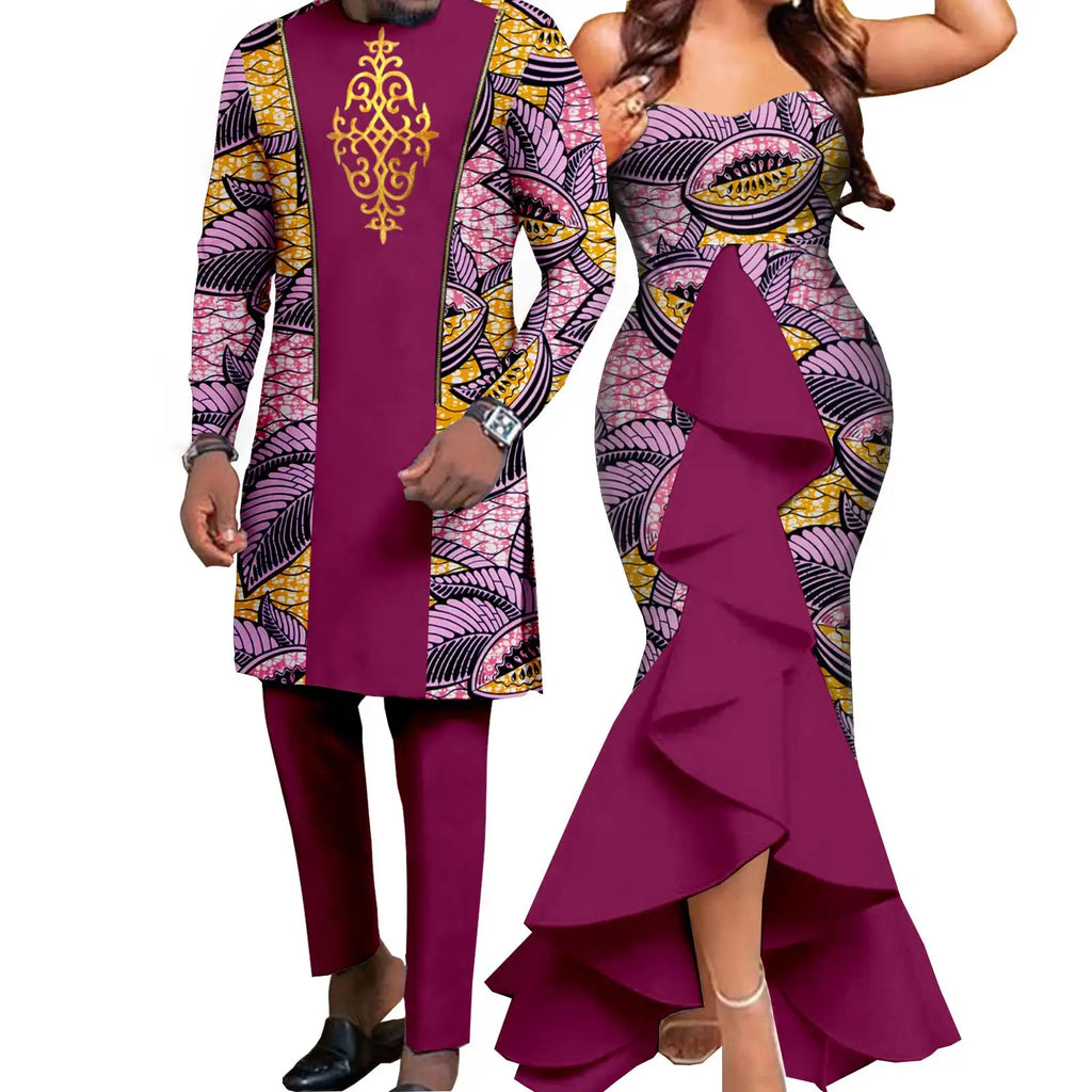 Dashiki – robes sirène pour femmes africaines, tenues assorties pour hommes, ensembles de pantalons Bazin Riche, vêtements de Couple africains pour mariage Y22C080 Camara Shopping Dashiki – robes sirène pour femmes africaines, tenues assorties pour hommes, ensembles de pantalons Bazin Riche, vêtements de Couple africains pour mariage Y22C080