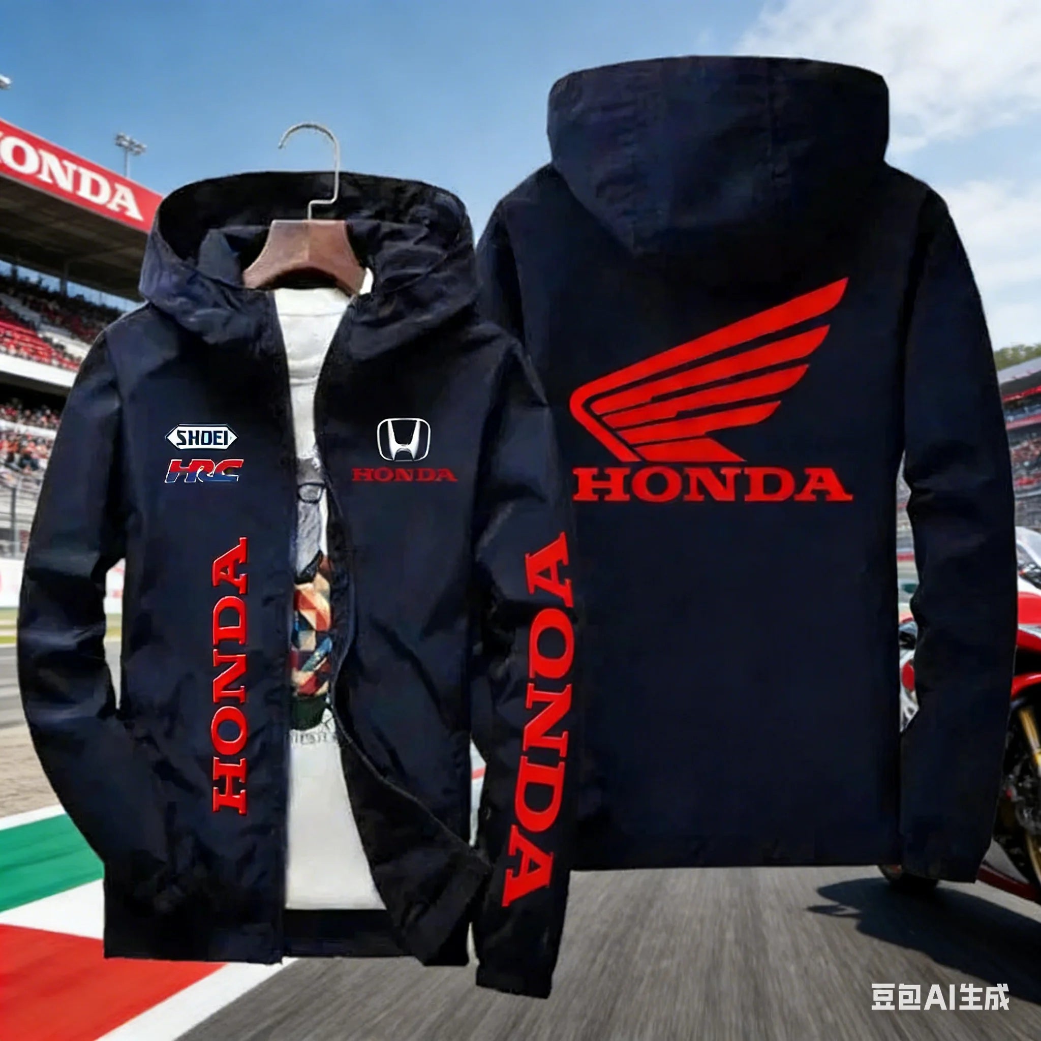 Veste de course moto Honda HRC pour homme, coupe-vent à capuche avec fermeture éclair, style décontracté, printemps-automne Camara Shopping Veste de course moto Honda HRC pour homme, coupe-vent à capuche avec fermeture éclair, style décontracté, printemps-automne